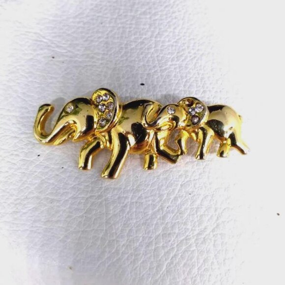 Mom & Baby Elephant Antique Pinback Retro Pin Vintage jewelry gift - Picture 1 of 7